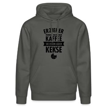 Erzieher Trinken Nicht Nur Kaffee... - Stanley/Stella Unisex Bio-Hoodie DRUMMER  - Anthrazit - Vorne - Marisol (170cm) & Nik (191cm)