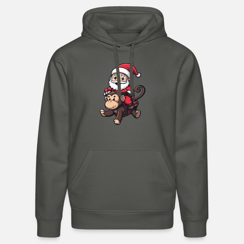 Singe Père Noël - Sweat à capuche bio DRUMMER Stanley/Stella Unisexe - charbon
