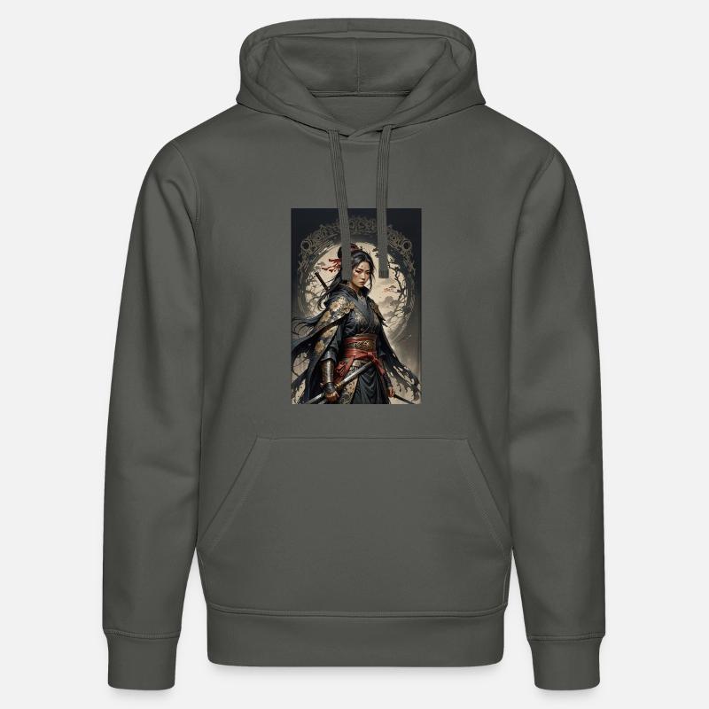 Dunkle Samurai Kriegerin im Kimono - Stanley/Stella Unisex Bio-Hoodie DRUMMER  - Anthrazit