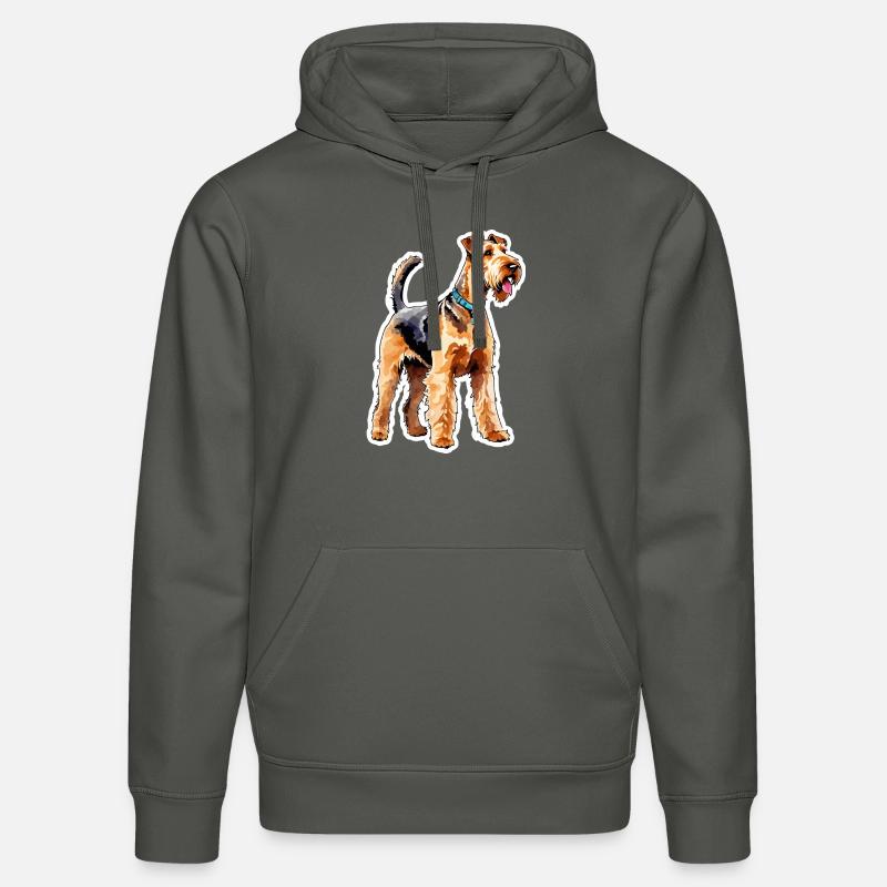 Airedale Terrier Aquarelle - Sweat à capuche bio DRUMMER Stanley/Stella Unisexe - charbon