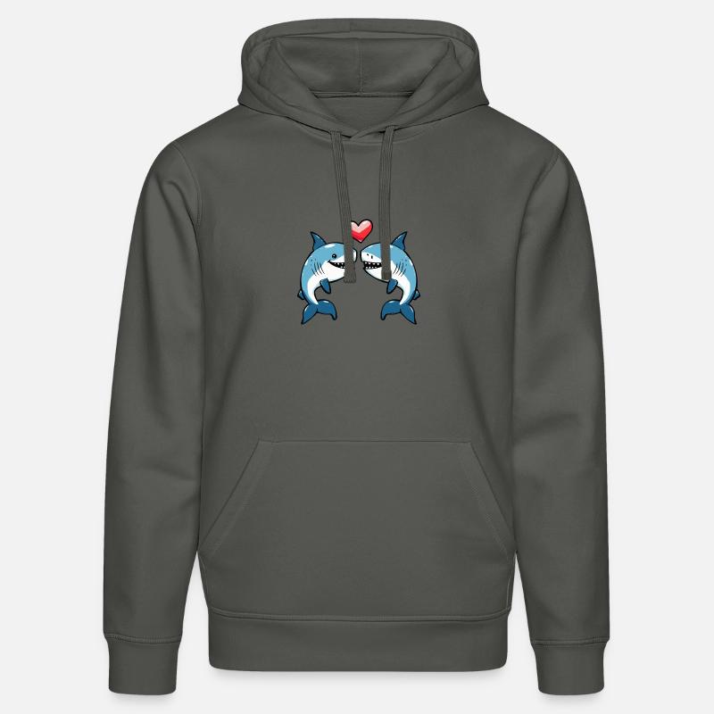 Couple de requins Saint-Valentin - Sweat à capuche bio DRUMMER Stanley/Stella Unisexe - charbon