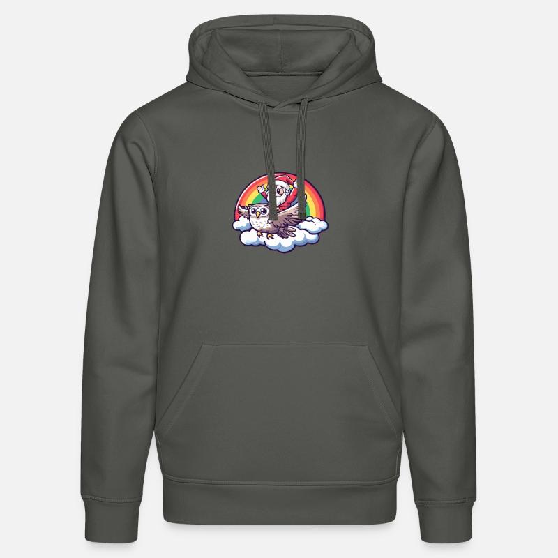 Hibou Père Noël Arc-en-ciel - Sweat à capuche bio DRUMMER Stanley/Stella Unisexe - charbon