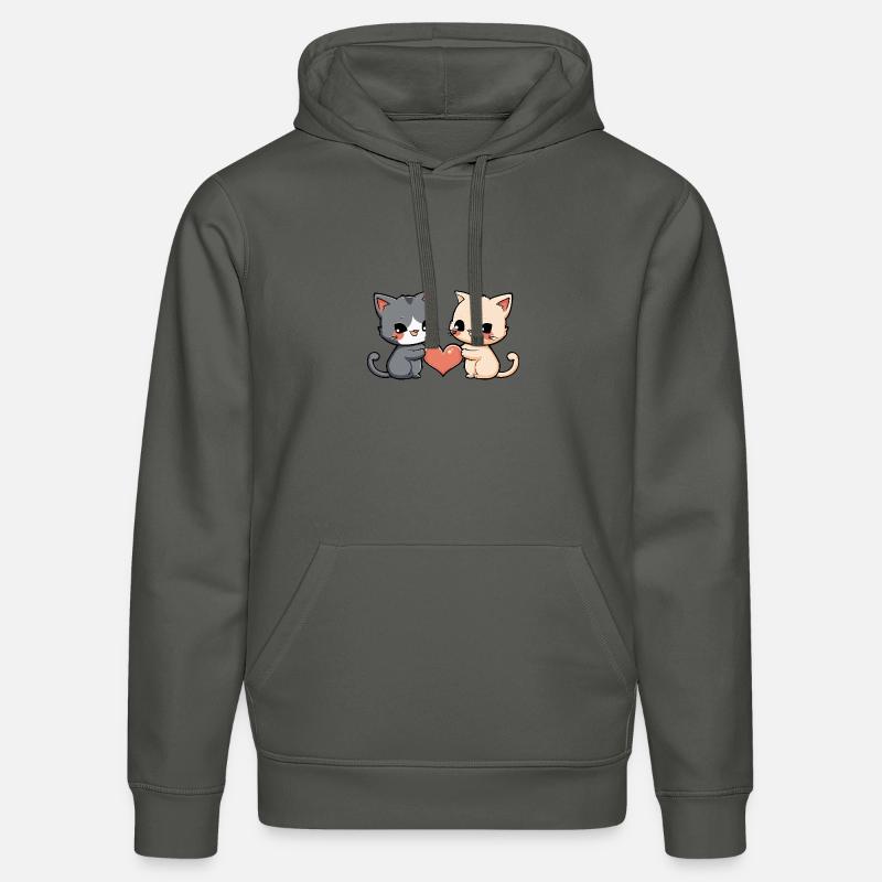 Chat Couple Saint-Valentin - Sweat à capuche bio DRUMMER Stanley/Stella Unisexe - charbon