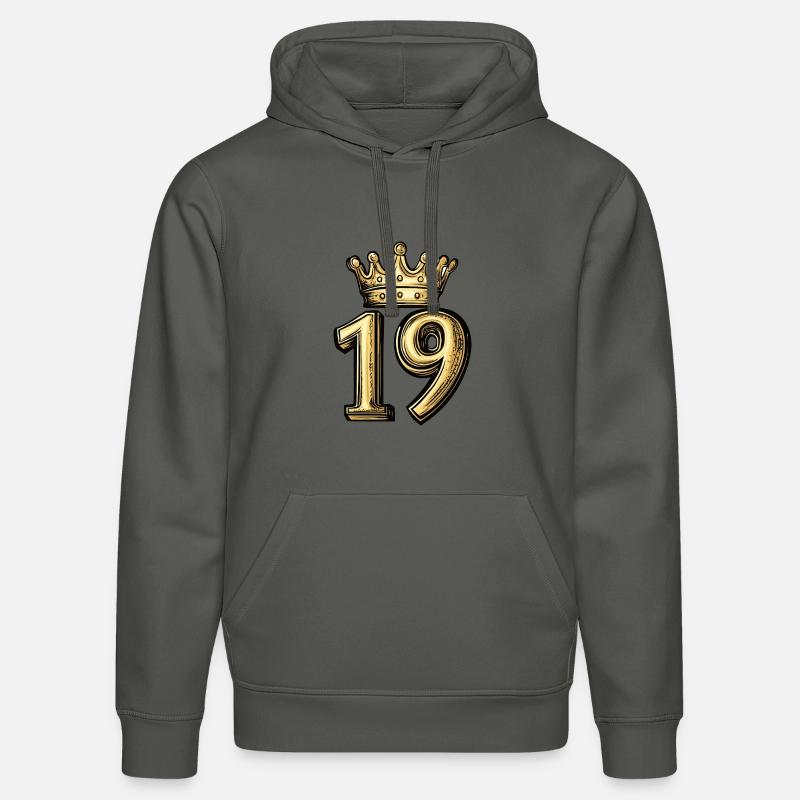 19 Couronne de chiffres - Sweat à capuche bio DRUMMER Stanley/Stella Unisexe - charbon