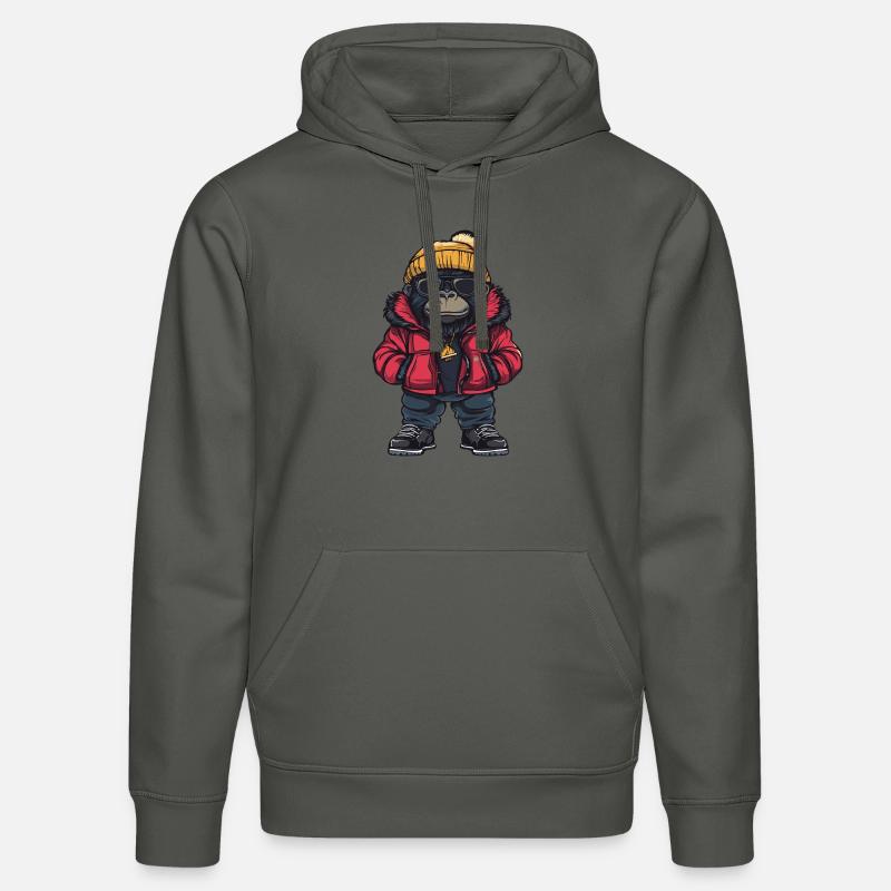 Gorille Cool Bande Dessinée - Sweat à capuche bio DRUMMER Stanley/Stella Unisexe - charbon