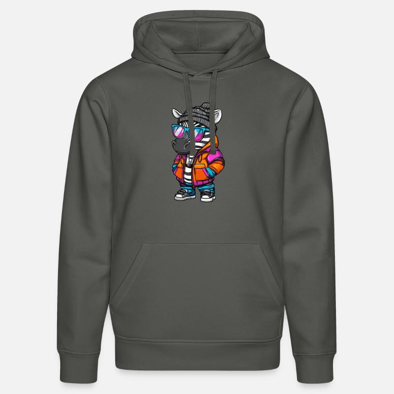 Bande dessinée zèbre cool - Sweat à capuche bio DRUMMER Stanley/Stella Unisexe - charbon