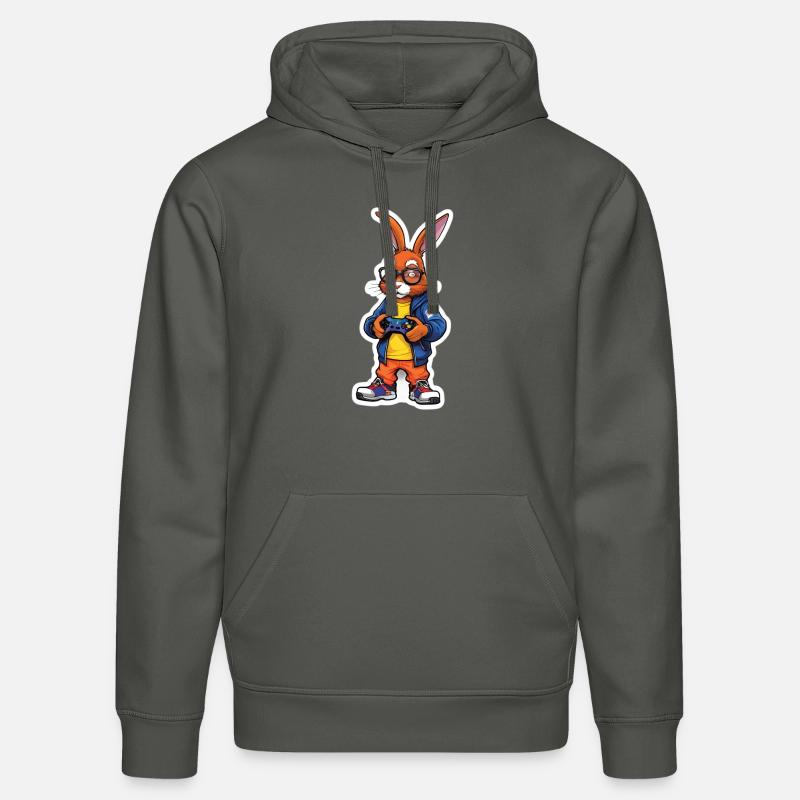 Lapin gamer avec manette - Sweat à capuche bio DRUMMER Stanley/Stella Unisexe - charbon