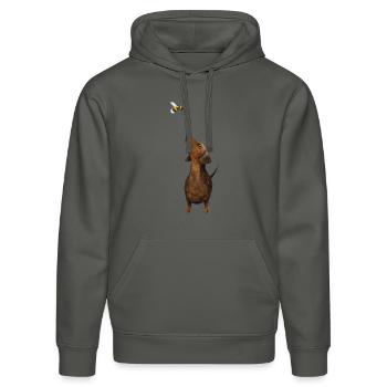 Dackel mit Hummel - Süßestes Dackel Geschenk ever! - Stanley/Stella Unisex Bio-Hoodie DRUMMER  - Anthrazit - Vorne - Marisol (170cm) & Nik (191cm)
