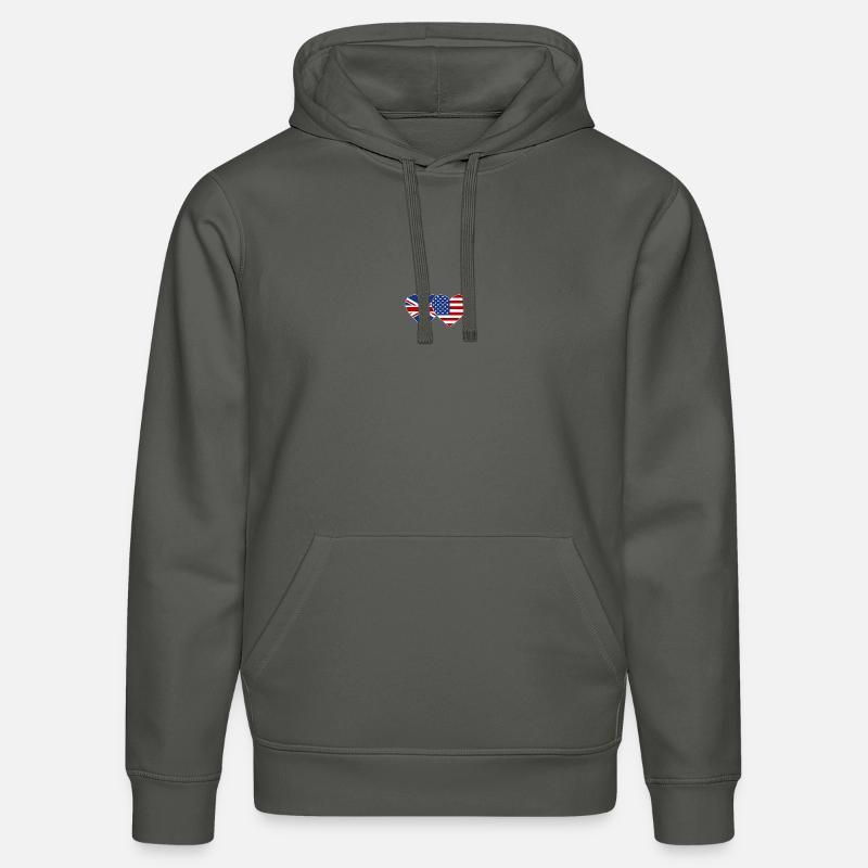 Royaume-Uni États-Unis Drapeau Coeur - Sweat à capuche bio DRUMMER Stanley/Stella Unisexe - charbon
