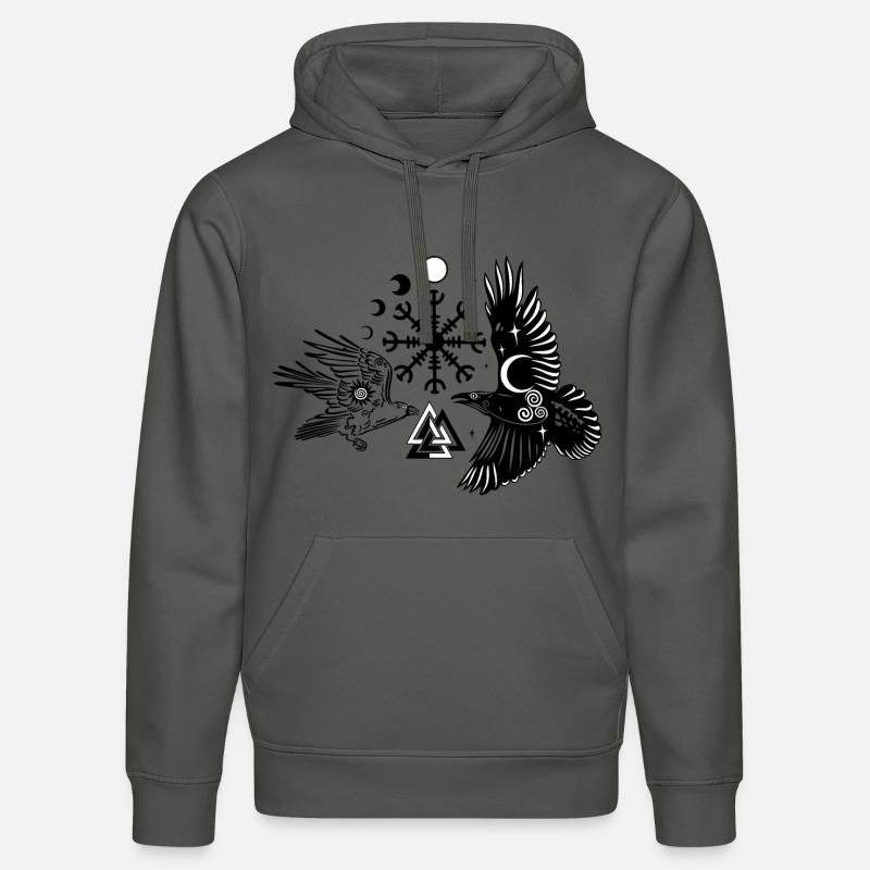 Hugin et Munin avec Vegvisir Valknut - Sweat à capuche bio DRUMMER Stanley/Stella Unisexe - charbon
