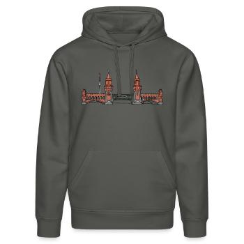 Oberbaumbrücke BERLIN - Stanley/Stella Unisex Bio-Hoodie DRUMMER  - Anthrazit - Vorne - Marisol (170cm) & Nik (191cm)