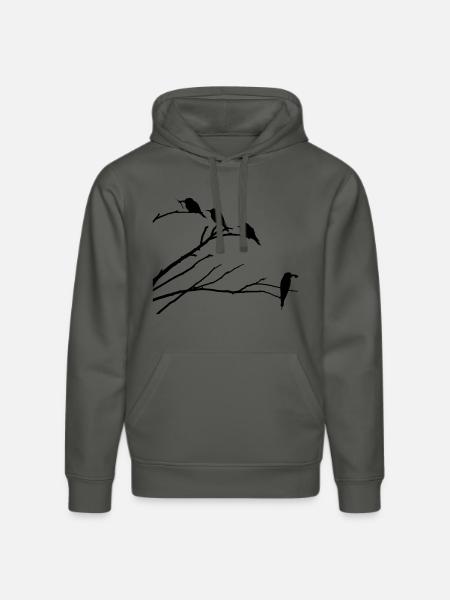 Birds on branch - Stanley/Stella DRUMMER Unisex Organic Hoodie - anthracite