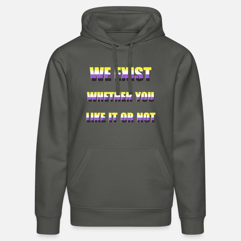 We Exist - Non-Binary Flag - Stanley/Stella DRUMMER Unisex Organic Hoodie - anthracite