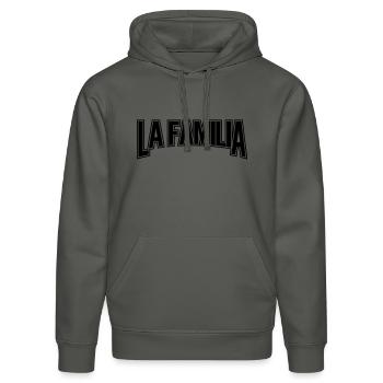 LA FAMILIA - Stanley/Stella Unisex Bio-Hoodie DRUMMER  - Anthrazit - Vorne - Marisol (170cm) & Nik (191cm)