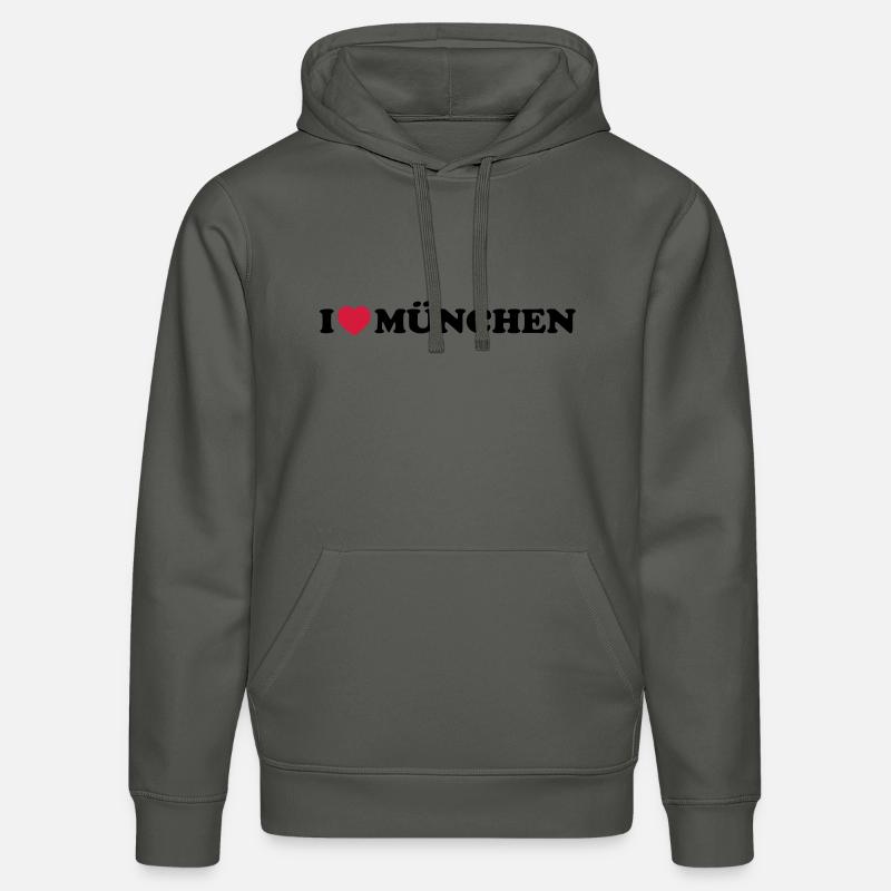 i love Munchen - Sweat à capuche bio DRUMMER Stanley/Stella Unisexe - charbon