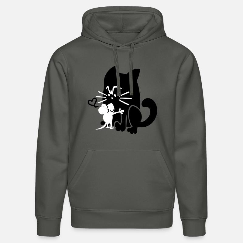 Chat + souris - Sweat à capuche bio DRUMMER Stanley/Stella Unisexe - charbon