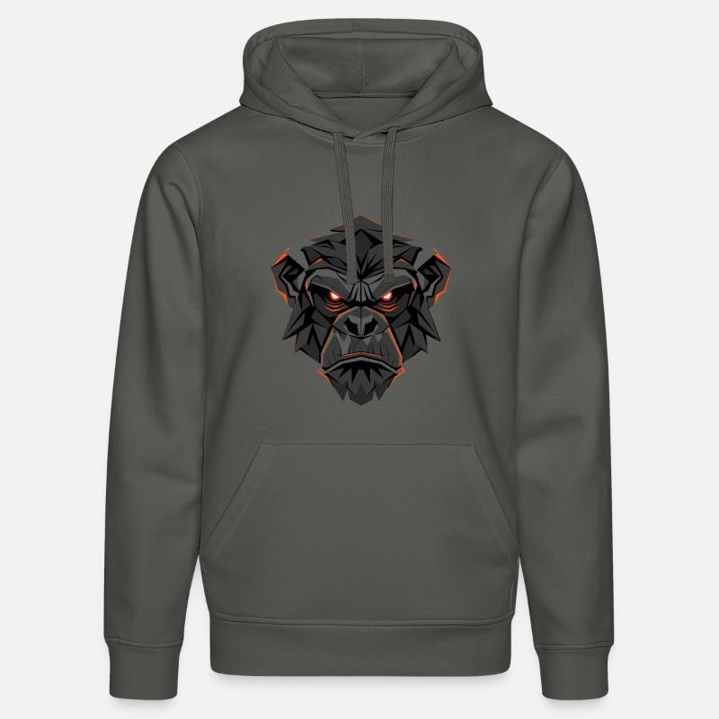 Visage Neon Gorilla Lowpoly - Sweat à capuche bio DRUMMER Stanley/Stella Unisexe - charbon