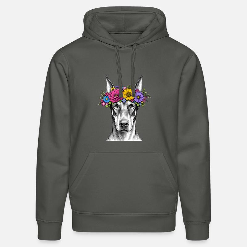 Chien avec une couronne de fleurs - Sweat à capuche bio DRUMMER Stanley/Stella Unisexe - charbon