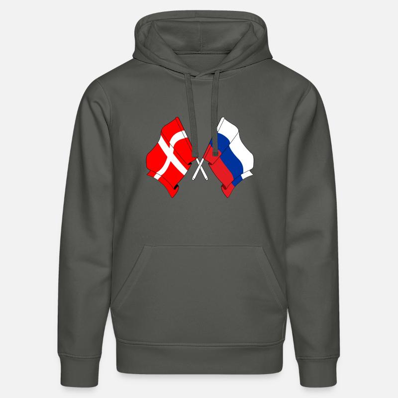 Drapeau Danemark, drapeau Russie - Sweat à capuche bio DRUMMER Stanley/Stella Unisexe - charbon