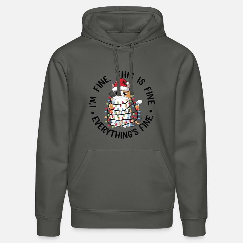 Chat guirlande et bonnet de Noël - Sweat à capuche bio DRUMMER Stanley/Stella Unisexe - charbon