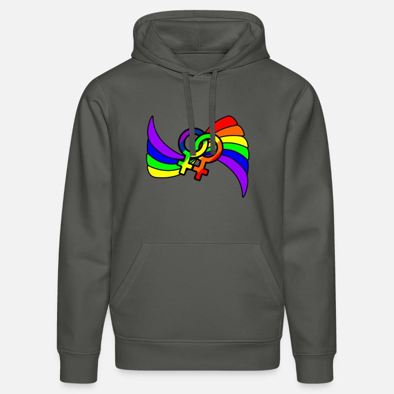 Logo de Rainbow lesbies fier - Sweat à capuche bio DRUMMER Stanley/Stella Unisexe - charbon