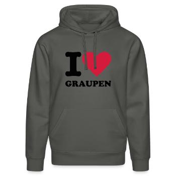 Stromberg Mit Spruch I Love Graupen - Stanley/Stella Unisex Bio-Hoodie DRUMMER  - Anthrazit - Vorne - Marisol (170cm) & Nik (191cm)
