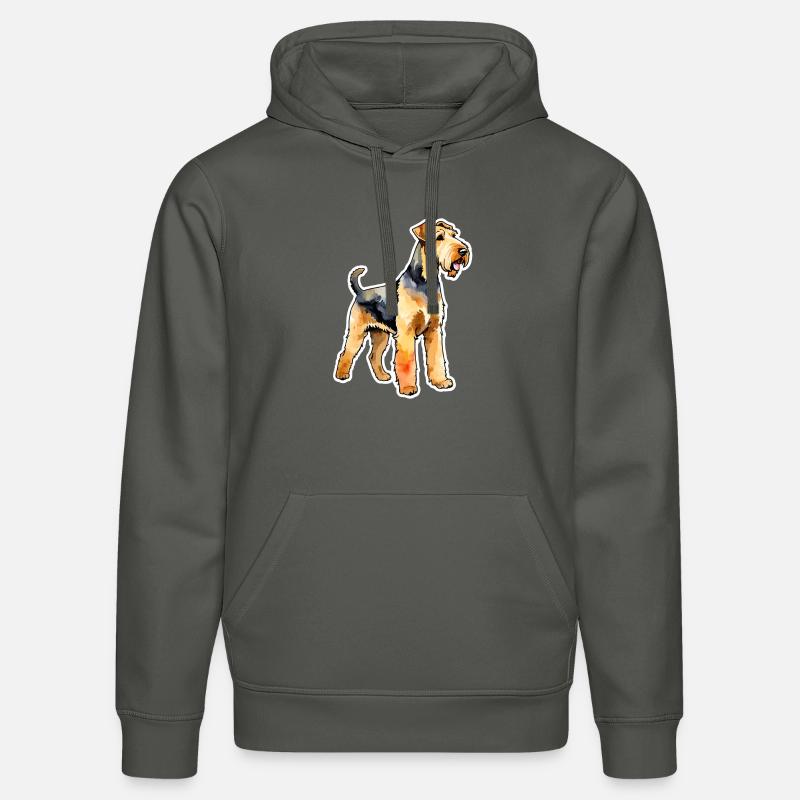 Airedale Terrier Aquarelle - Sweat à capuche bio DRUMMER Stanley/Stella Unisexe - charbon