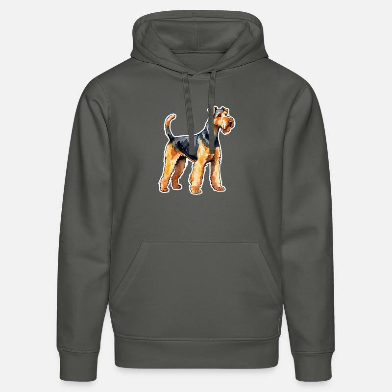 Airedale Terrier Aquarelle - Sweat à capuche bio DRUMMER Stanley/Stella Unisexe - charbon