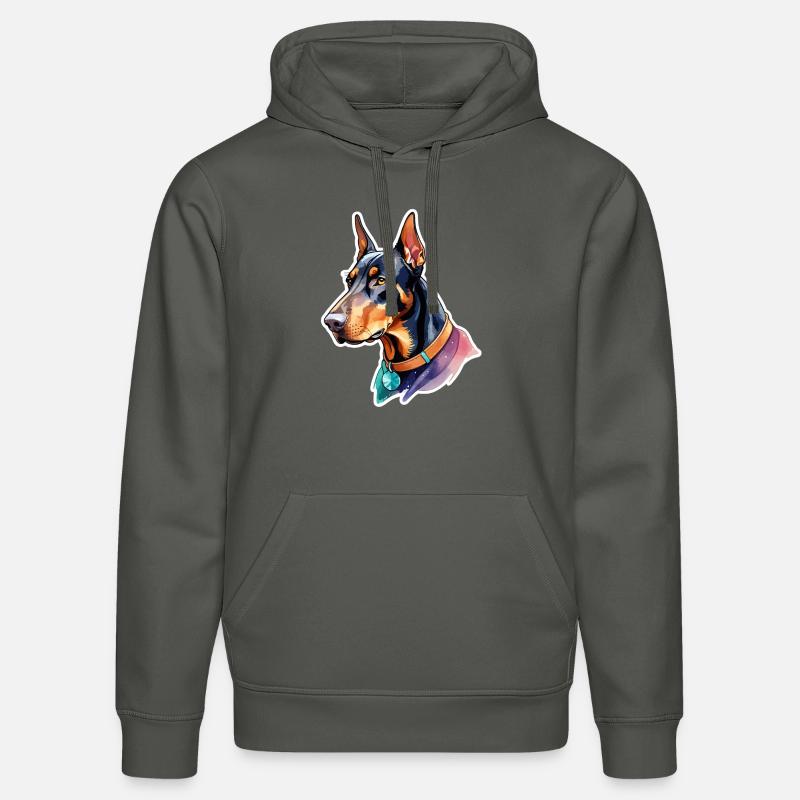 Doberman Aquarelles - Sweat à capuche bio DRUMMER Stanley/Stella Unisexe - charbon