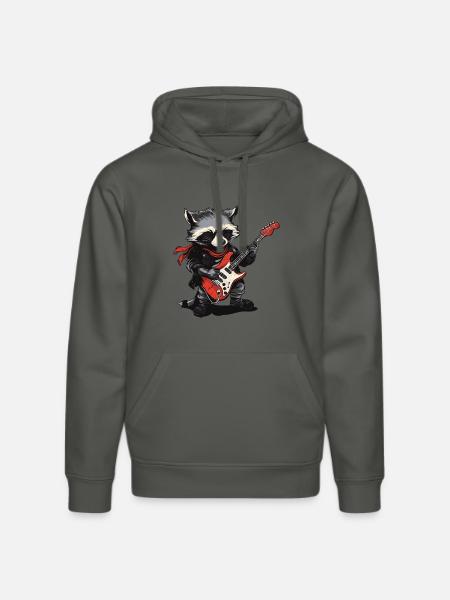 Waschbär Rockmusik - Stanley/Stella Unisex Bio-Hoodie DRUMMER  - Anthrazit