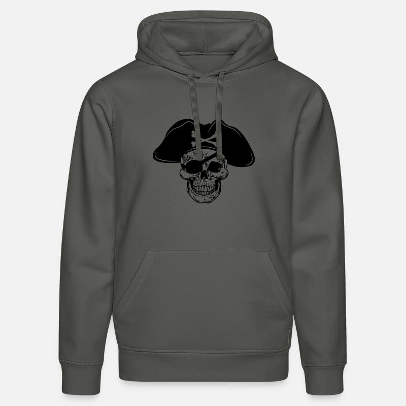 Chapeau de pirate crâne et cache-œil - Sweat à capuche bio DRUMMER Stanley/Stella Unisexe - charbon