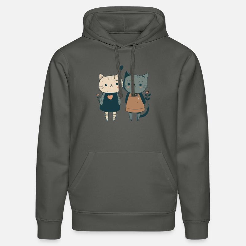 Paire de chats mignons - Sweat à capuche bio DRUMMER Stanley/Stella Unisexe - charbon