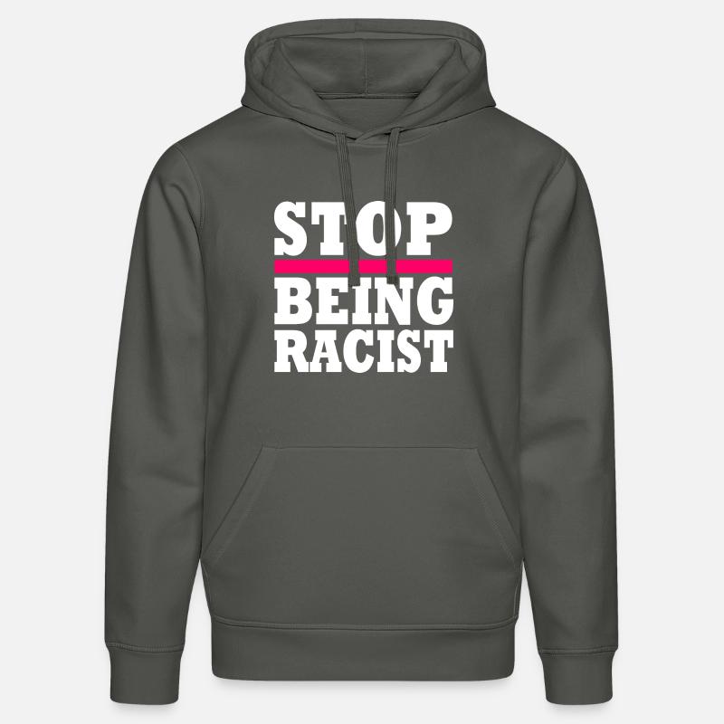 Stop being racist - Sweat à capuche bio DRUMMER Stanley/Stella Unisexe - charbon