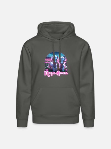 Two Cute Ponies - Magic Queen - Stanley/Stella DRUMMER Unisex Organic Hoodie - anthracite