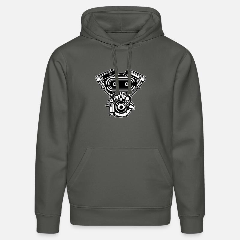 Motorcycle Engine / Engine 02_black - Stanley/Stella DRUMMER Unisex Organic Hoodie - anthracite