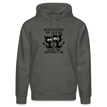 28 Jahre Verheiratet Nelkenhochzeit Geschenk - Stanley/Stella Unisex Bio-Hoodie DRUMMER  - Anthrazit - Vorne - Marisol (170cm) & Nik (191cm)