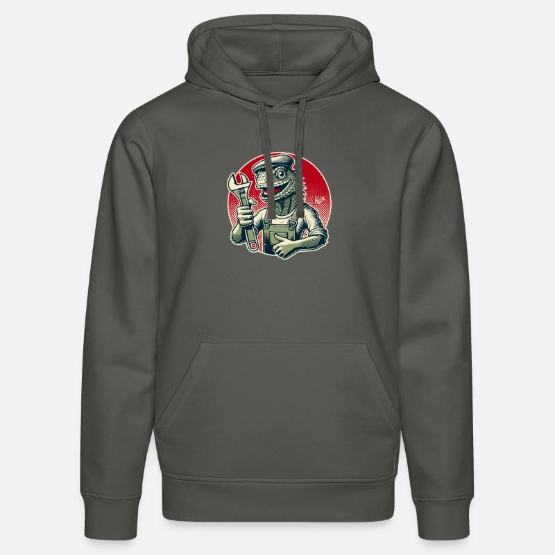 Artisan lézard avec clé - Sweat à capuche bio DRUMMER Stanley/Stella Unisexe - charbon