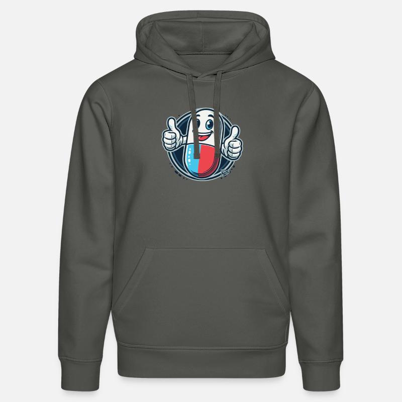Pouce levé, pilule médicinale heureuse - Sweat à capuche bio DRUMMER Stanley/Stella Unisexe - charbon