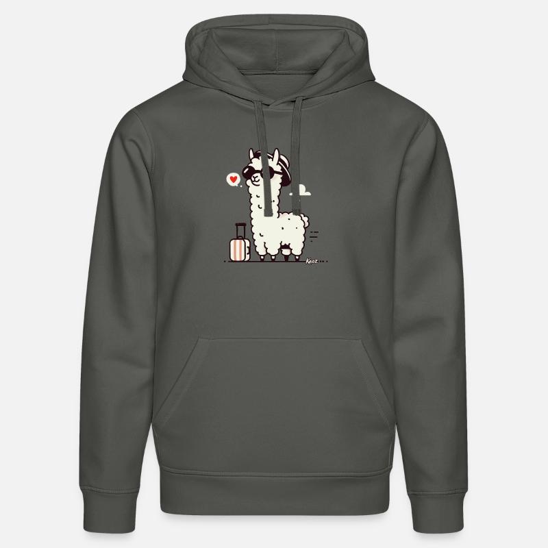 Lama de voyage avec valise - Sweat à capuche bio DRUMMER Stanley/Stella Unisexe - charbon