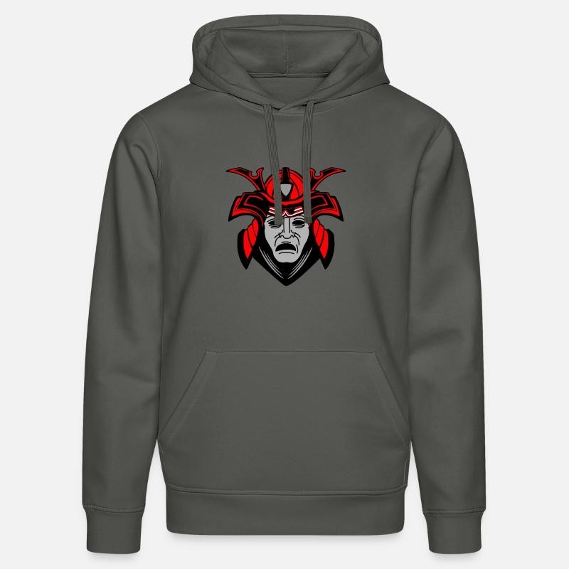 Visage de samouraï lugubre avec casque - Sweat à capuche bio DRUMMER Stanley/Stella Unisexe - charbon