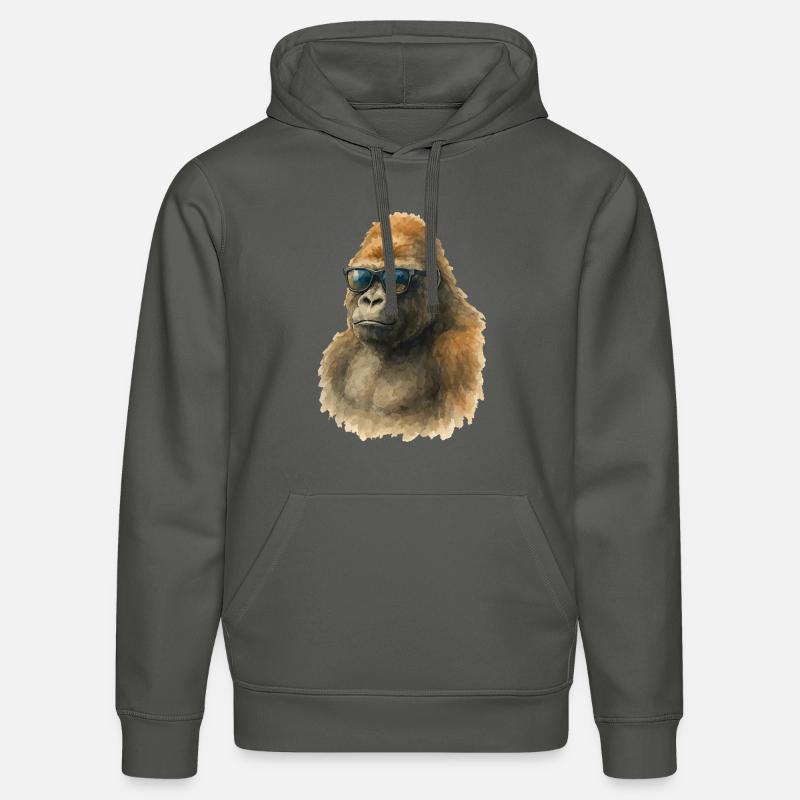 Gorille Aquarelle - Sweat à capuche bio DRUMMER Stanley/Stella Unisexe - charbon