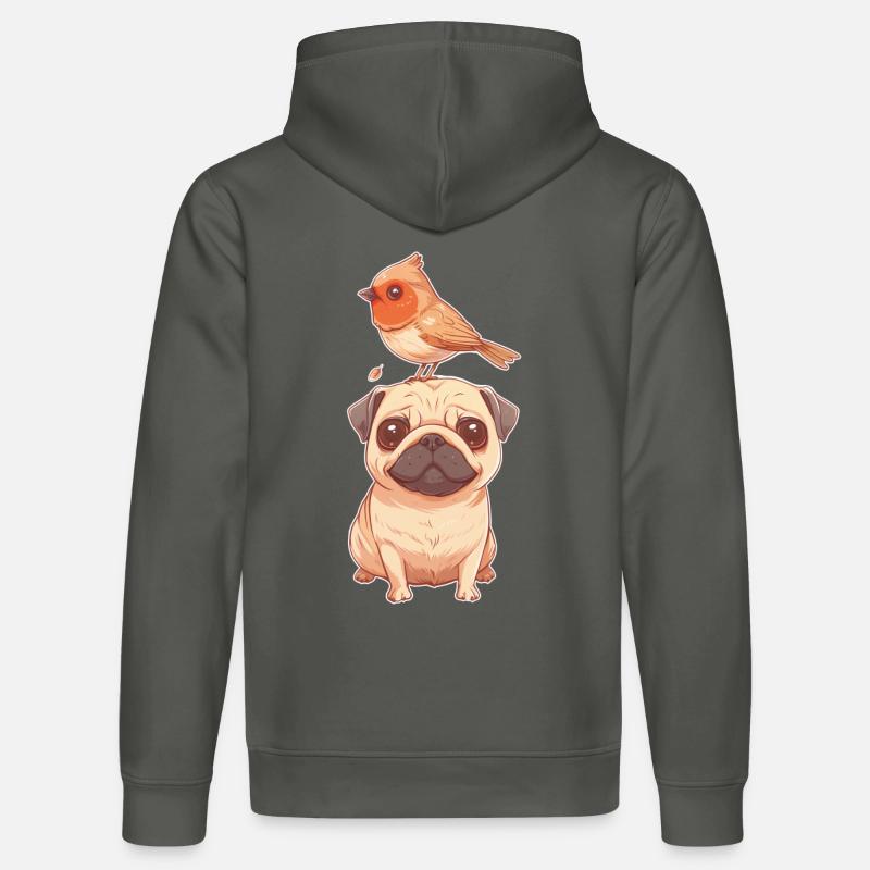 Carlin avec oiseau - Sweat à capuche bio DRUMMER Stanley/Stella Unisexe - charbon