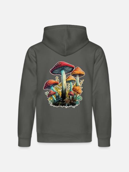 Mushrooms Toadstools - Stanley/Stella DRUMMER Unisex Organic Hoodie - anthracite