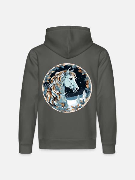 Horse Winter Boho - Stanley/Stella DRUMMER Unisex Organic Hoodie - anthracite