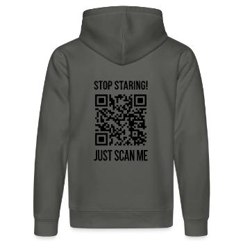 Scanne mich QR Code für Motivation - Stanley/Stella Unisex Bio-Hoodie DRUMMER  - Anthrazit - Hinten - Marisol (170cm)