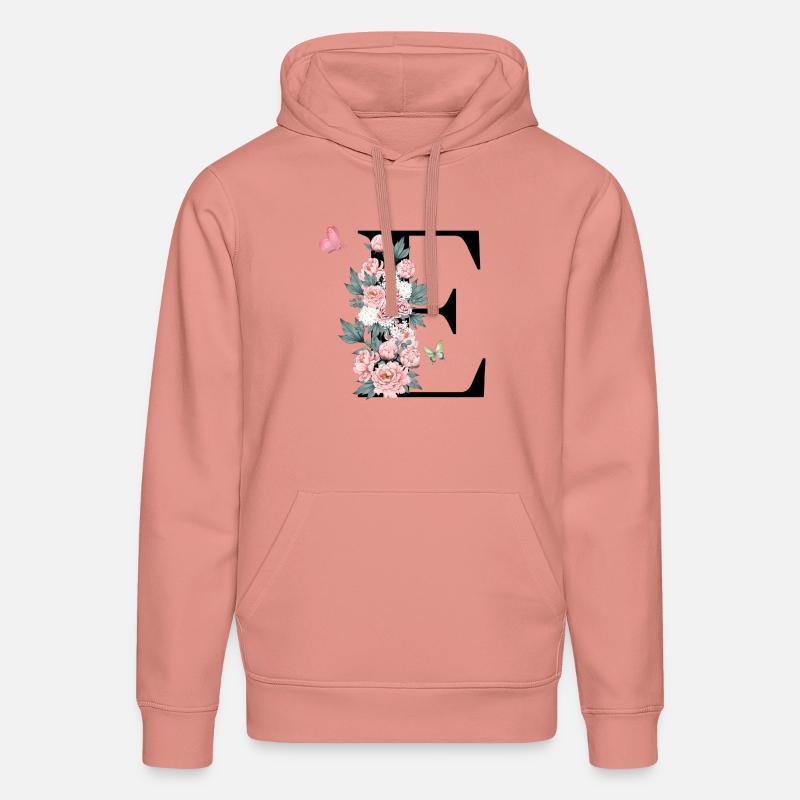 Lettre e fleurs rose - Sweat à capuche bio DRUMMER Stanley/Stella Unisexe - rose poudré