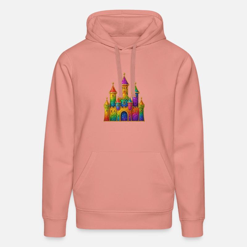 Conception de château à paillettes arc-en-ciel - Sweat à capuche bio DRUMMER Stanley/Stella Unisexe - rose poudré