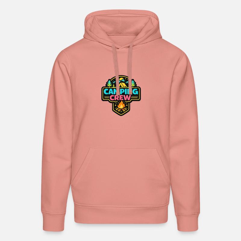 Badge de l’équipe de camping Néon - Sweat à capuche bio DRUMMER Stanley/Stella Unisexe - rose poudré