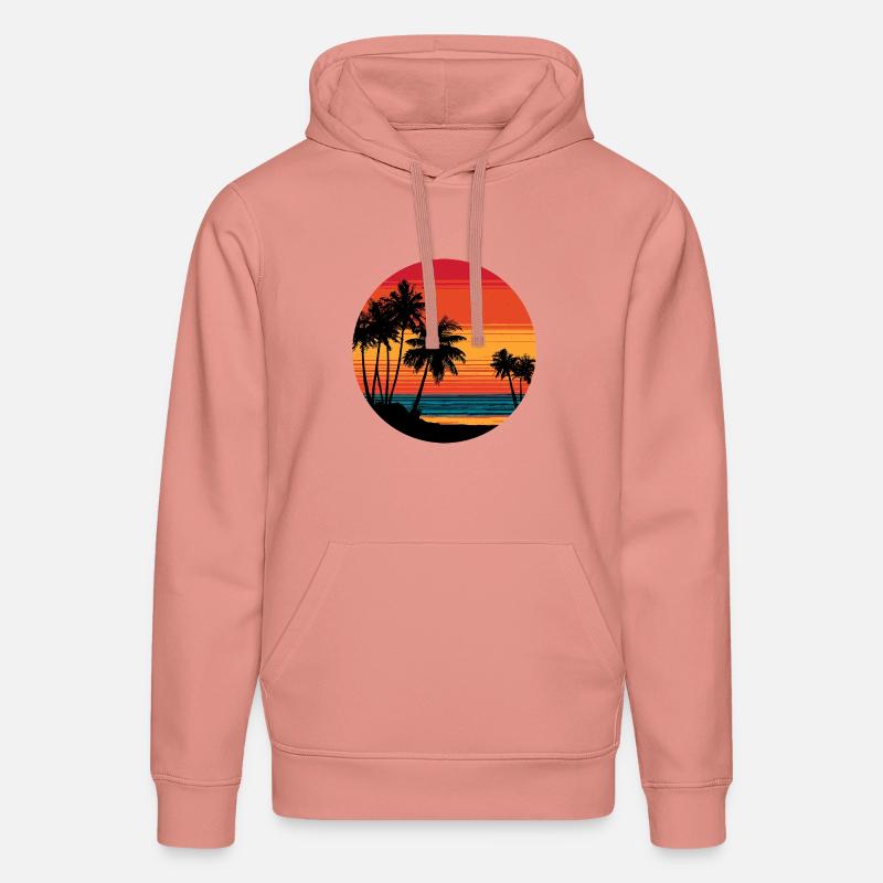 Palm Trees Beach Sunset Rétro - Sweat à capuche bio DRUMMER Stanley/Stella Unisexe - rose poudré