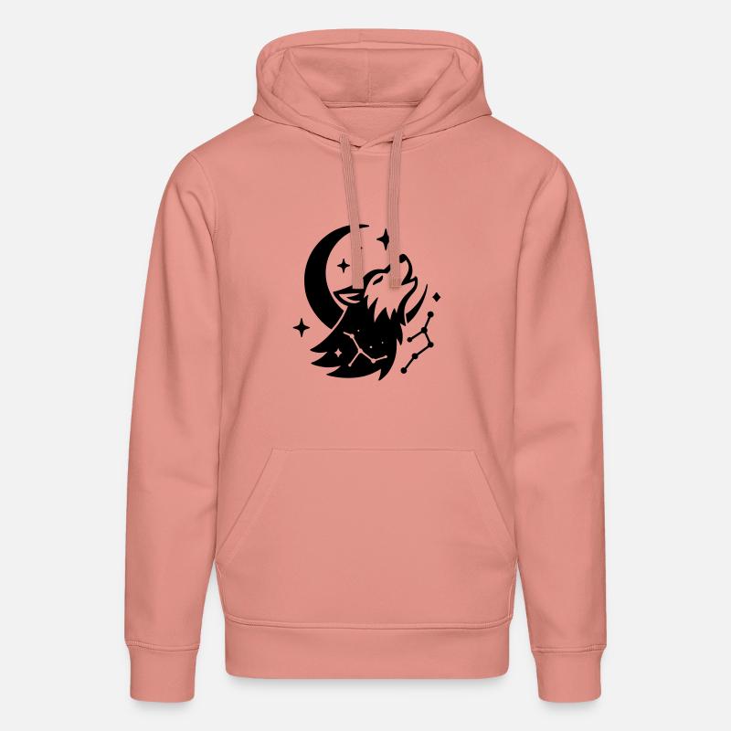 Loup de lune avec constellation - Sweat à capuche bio DRUMMER Stanley/Stella Unisexe - rose poudré